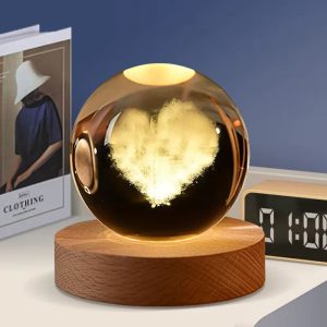 Color Changing LED 3D Crystal Ball – Cloud Love Shape