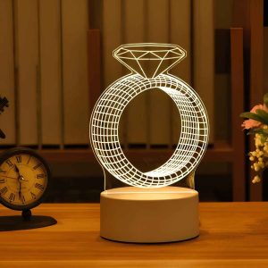 GearUP Acrylic Multicolor Night Lamp White (Diamond Ring)