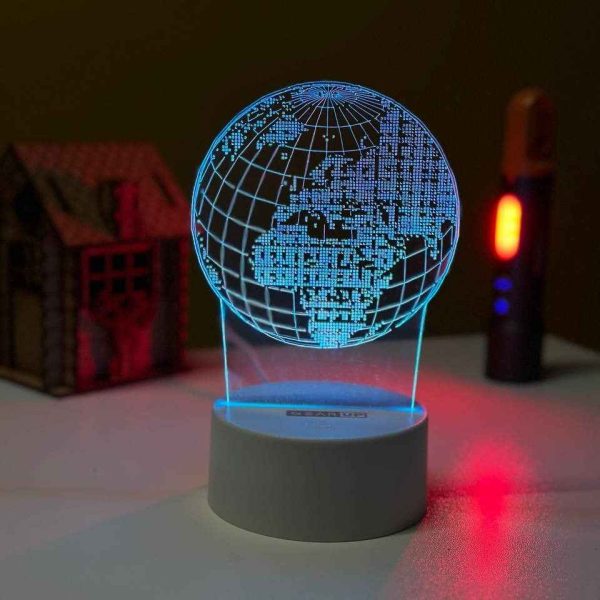 GearUP Acrylic Multicolor Night Lamp (Globe)- WHITE