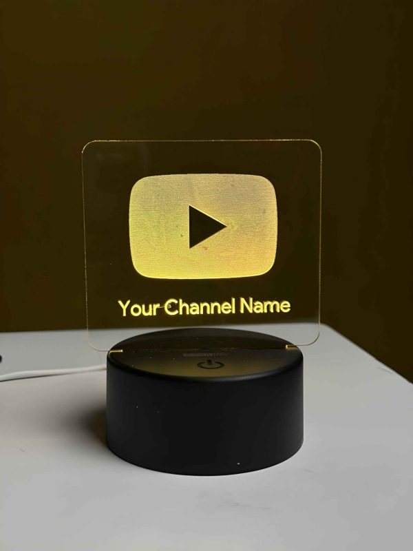 Customizable Youtube Logo Design Acrylic Multicolor Night Lamp