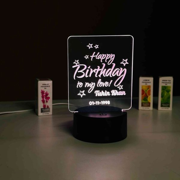 Customizable Happy Birthday Design Acrylic Multicolor Night Lamp