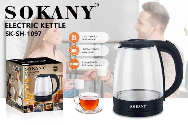 Sokany SK-1097 Glass Electric Kettle 2L 1500W