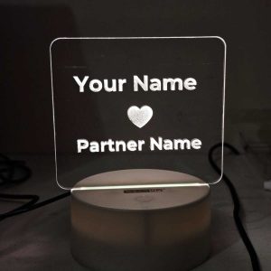 Customizable Love Acrylic Lamp (X Love Y) – Black